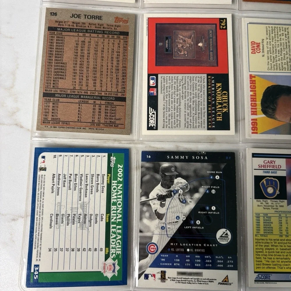 Topps 1992 Baseball Card Lot of 9 - Score 1992, Brett Sax Cone Knoblauch